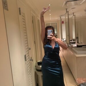 Elegant Blue Satin Dress